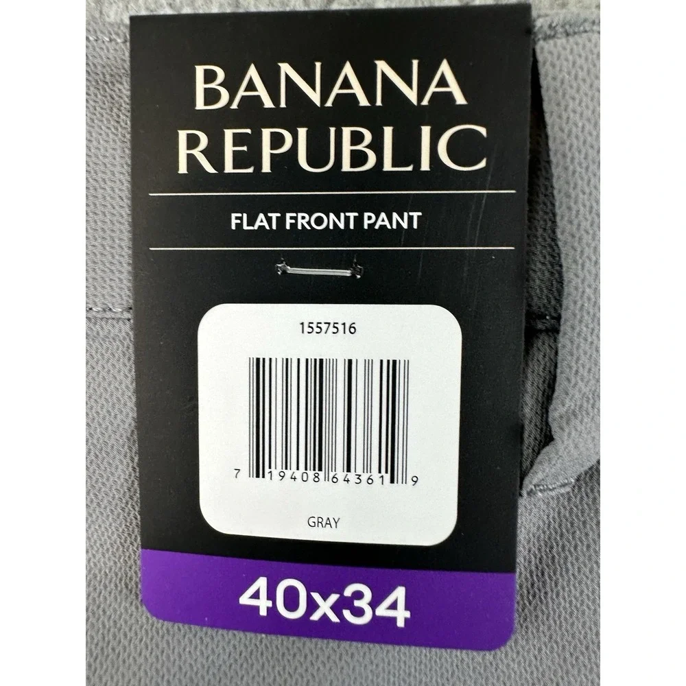 Banana Republic Pants Mens 40x34 Gray Flat Front Pant Slim Fit Wicking NWT
